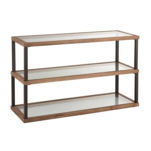 CONSOLE 3 LEVELS GLASS/WOOD BROWN