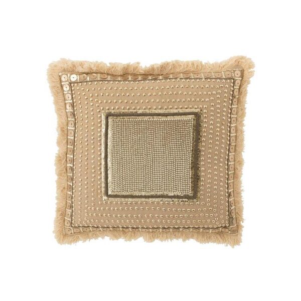 CUSHION BORDER IBIZA COTTON BEIGE/WHITE