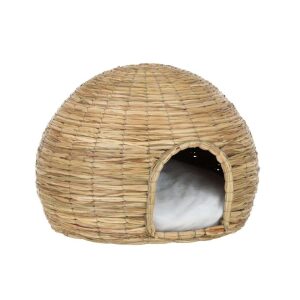 CAT BASKET + CUSHION YUMI STRAW NATURAL