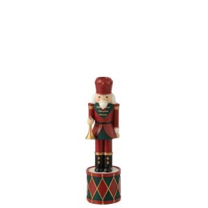 CANDLEHOLDER NUTCRACKER RESIN RED/GREEN SMALL