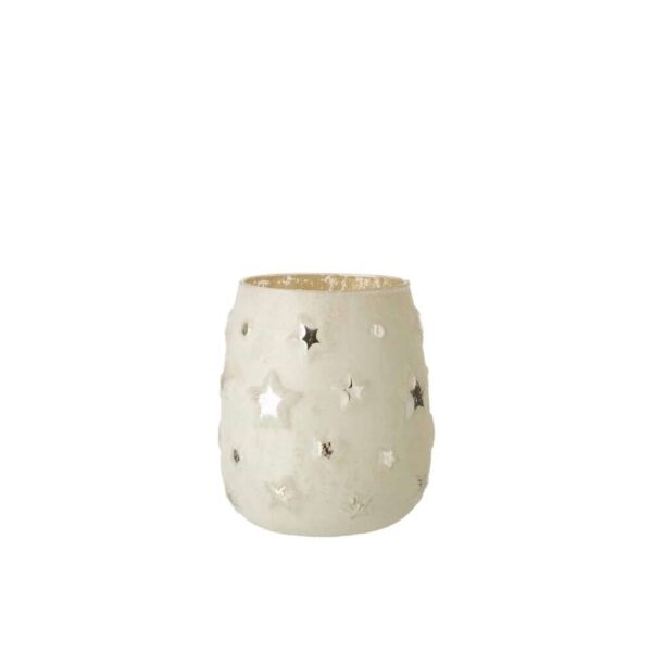 TEALIGHT HOLDER STAR GLASS ANTIQUE SILVER LARGE