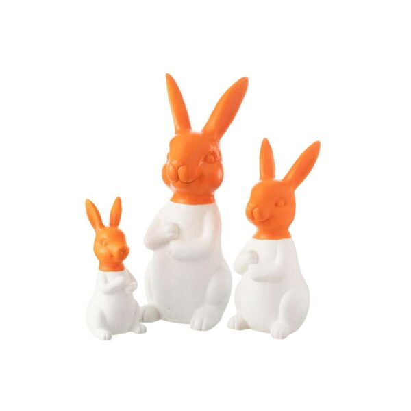 SET OF 3 RABBITS OUTDOOR MGO WHITE/ORANGE