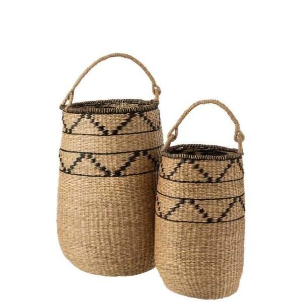 SET OF 2 BASKETS BIG SEAGRASS NATURAL/BLACK