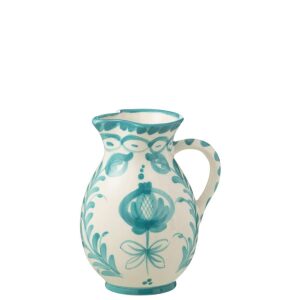 PITCHER GRANADA CERAMIC WHITE/AQUA MEDIUM