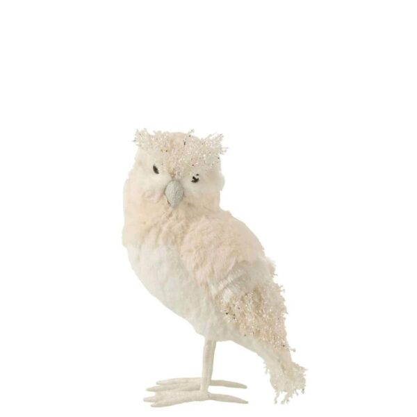 OWL STANDING TEXTILE GLITTER ECRU