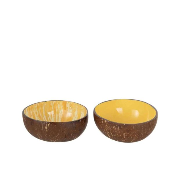 HALF COCONUT BALL NUYE NUT/PAINT YELLOW ASSORTMENT OF 2
