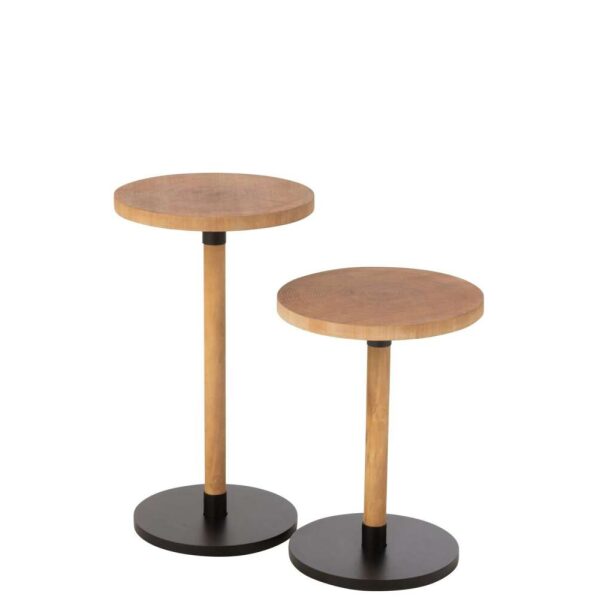 SET OF 2 SIDE TABLES RON MDF/PINEWOOD NATURAL BLACK