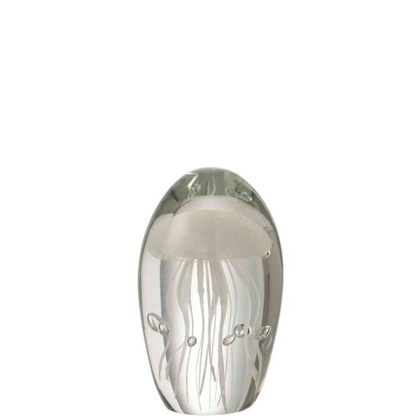PAPERWEIGHT JELLYFISH GLASS WHITE SMALL