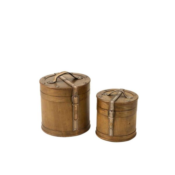 SET OF 2 TRUNK ROUND WOOD BEIGE