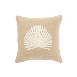 CUSHION LEAF COTTON GREIGE/WHITE