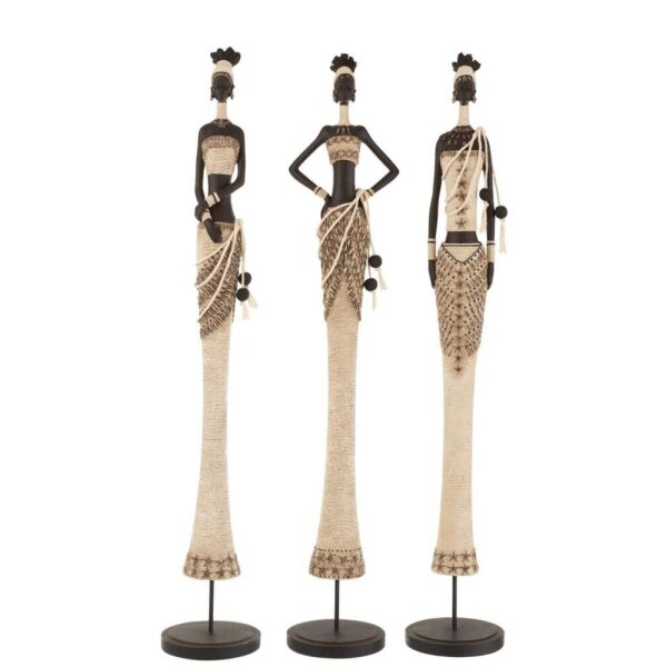 AFRICAN WOMAN POLY BROWN/BEIGE LARGE ASSORTMENT OF 3
