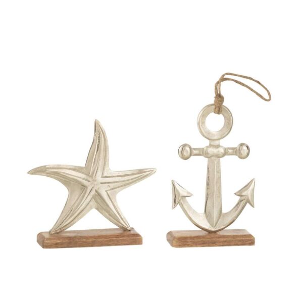 SEA STAR + ANCHOR ALUMINIUM SILVER LARGE ASSORTMENT OF 2