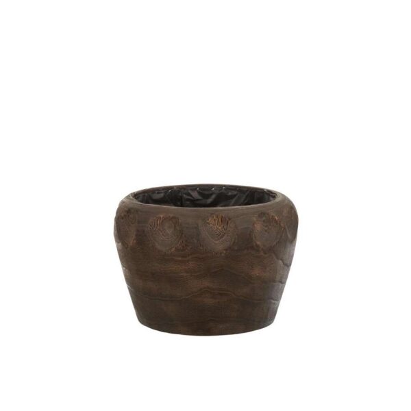 FLOWERPOT THIBOBO PAULOWNIA WOOD+PLASTIC DARK BROWN LARGE