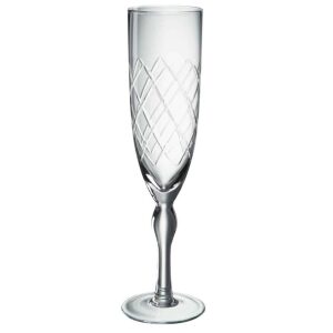 FLUTE-GLASS ENGRAVED GLASS TRANSPARENT 6x25CM