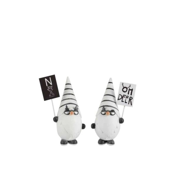 SANTA CLAUS+PLACARD POLY BLACK/WHITE SMALL ASSORTMENT OF 2