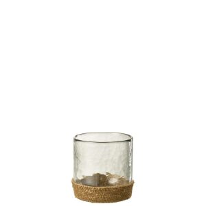VASE BASKET GLASS/JUTE TRANSPARENT SMALL