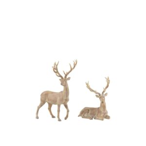 SET 2 REINDEER POLY LIGHT BROWN SMALL