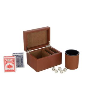 BOX CARD GAME FAKE LEATHER COGNAC