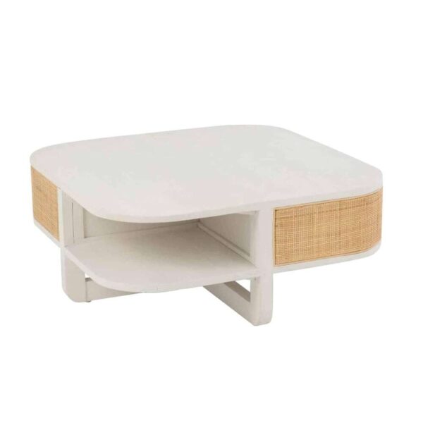 COFFEE TABLE MOLLY EXOTIC WOOD/RATTAN WHITE