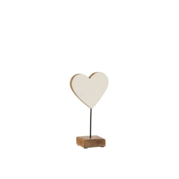 HEART ON STAND MANGO WOOD WHITE SMALL