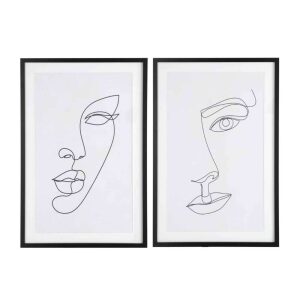 FRAME ABSTRACT FACE MDF/GLASS WHITE/BLACK ASSORTMENT OF TWO
