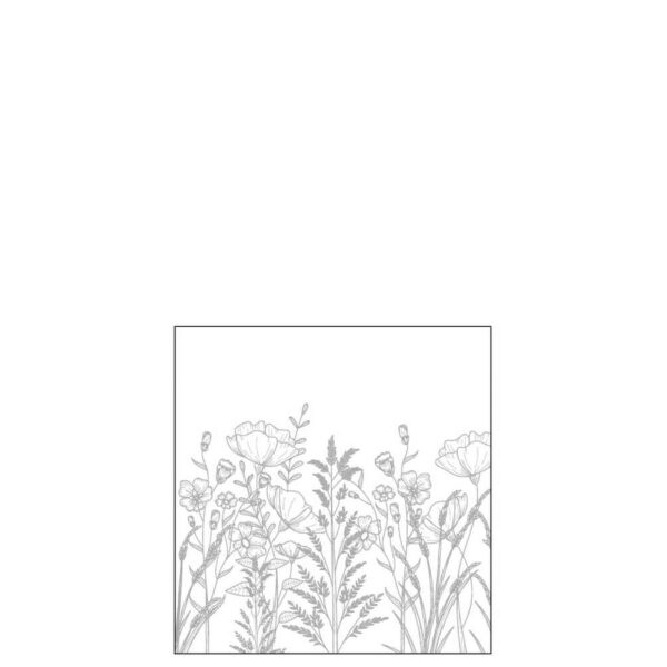 PACK 20 NAPKINS FLOWERS PAPER GREY SMALL