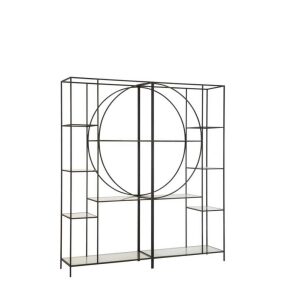 RACK 2 PARTS CIRCLE METAL/GLASS BLACK