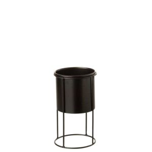 FLOWERPOT ON FOOT METAL BLACK SMALL