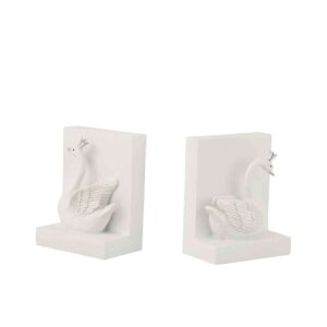 SET 2 BOOKEND POLY WHITE/SILVER