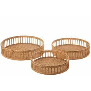 SET OF 3 TRAY ROUND BAMBOO NATURAL