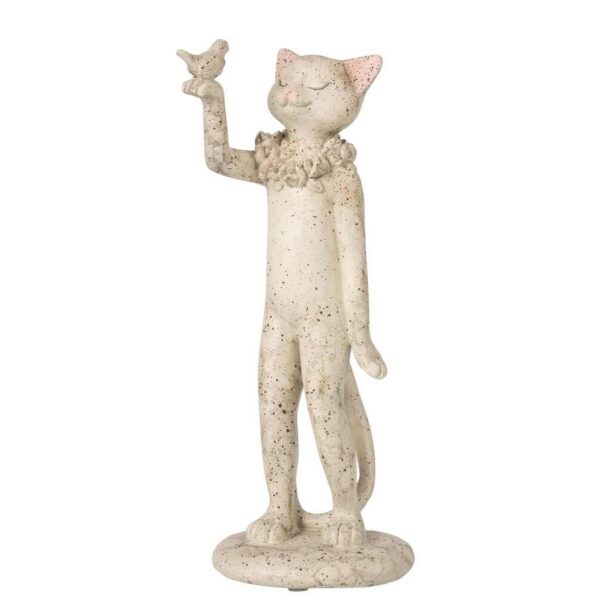 CAT WITH BIRD POLY GREY
