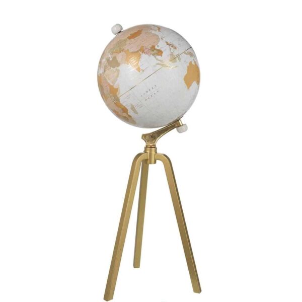 GLOBE ON FOOT MARBLE WHITE/METAL GOLD EXTRA LARGE