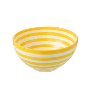 BOWL GRANADA STRIPES HIGH CERAMIC WHITE/YELLOW LARGE