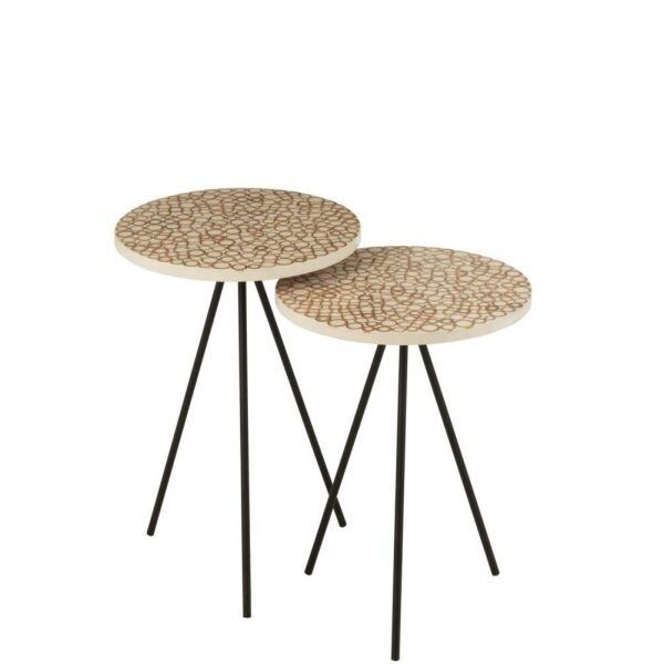 S/2 SIDETABLE RINGS RESIN BROWN/WHITE