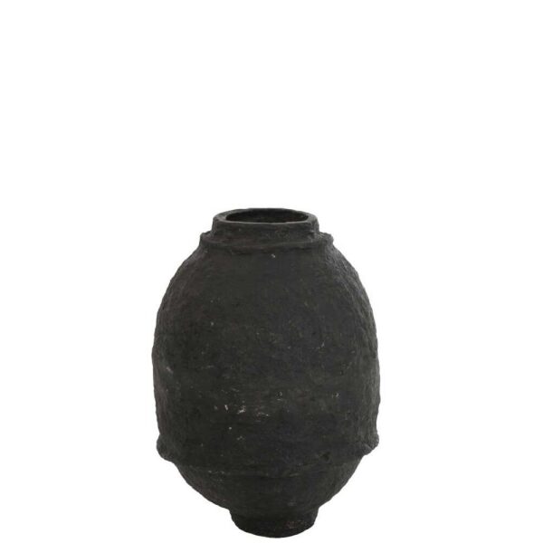 VASE PAPER MACHE BLACK MEDIUM