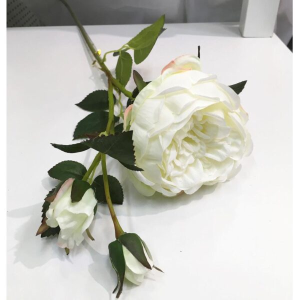 Blomst Rose 1Rose 2Knopper Hvit 77Cm