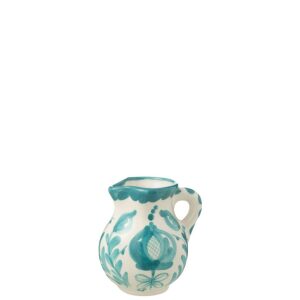 PITCHER GRANADA CERAMIC WHITE/AQUA SMALL