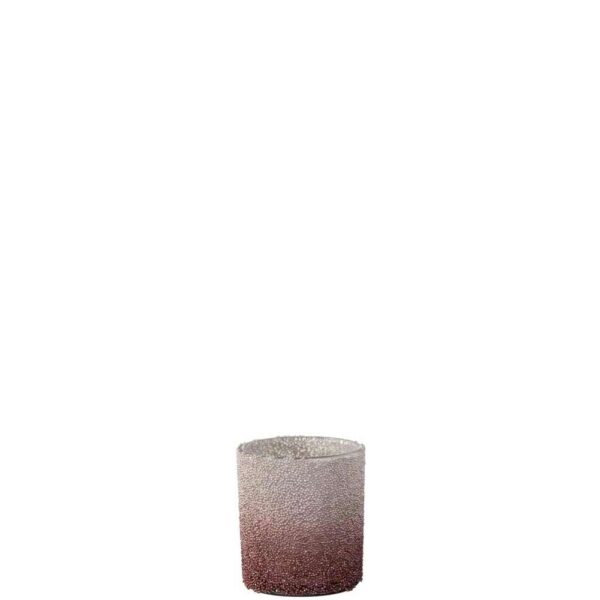 TEALIGHT HOLDER PEARLS GLASS RED/CHAMPAGNE SMALL