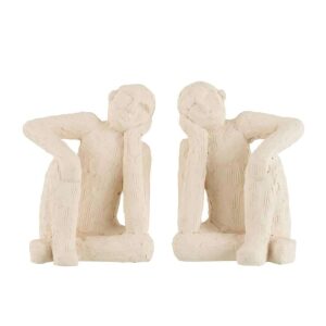 SET OF 2 BOOKEND SITTING CEMENT WHITE LARGE