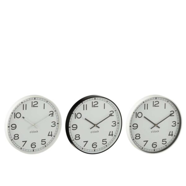 WALL CLOCK ROUND PLASTICWHITE/BLACK LARGE ASSORTMENT OF 3