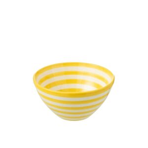 BOWL GRANADA STRIPES HIGH CERAMIC WHITE/YELLOW MEDIUM