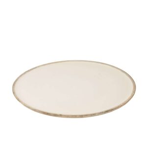 DISH ROUND MANGO WOOD WHITEWASH WHITE