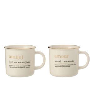 MUG MESSAGE AMOUR AMI CERAMIC GOLD ASSORTMENT OF 2