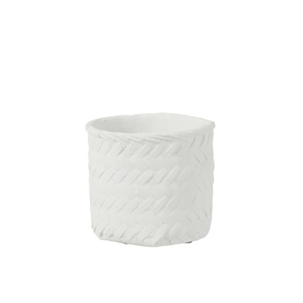 FLOWERPOT WOVEN IMITATION CEMENT WHITE LARGE