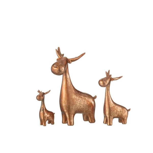 SET OF 3 DEER RESIN COPPER