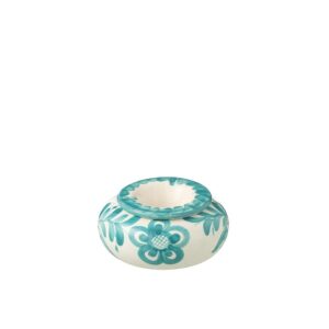 ASHTRAY GRANADA CERAMIC WHITE/AQUA LARGE