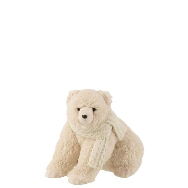 ICEBEAR WITH SCARF SITTING TEXTILE ECRU MEDIUM