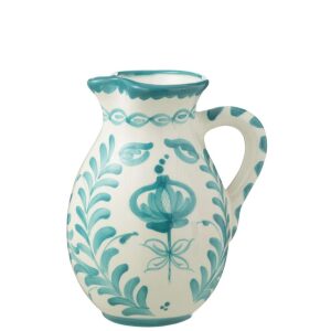 PITCHER GRANADA CERAMIC WHITE/AQUA LARGE