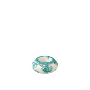 ASHTRAY GRANADA CERAMIC WHITE/AQUA SMALL
