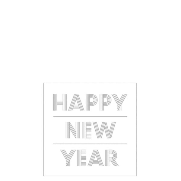 STACK 20 NAPKINS HAPPY NEWYEAR PAPER WHITE/SILVER SMALL